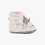 Totes Toasties MULTI FAUX FUR BOOT Slippers Kids Multi side view featuring colorful unicorn design and fluffy material.