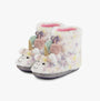 Totes Toasties MULTI FAUX FUR BOOT Slippers Kids Multi side view showing colorful unicorn design and plush material.