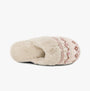 Totes Toasties FAIR ISLE KNIT MULE Slippers Womens Fairisle top view showing faux fur lining and Fair Isle knit pattern.