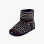 Totes Toasties FAIR ISLE BOOT Slippers Mens Multi side view of cozy textile slipper boots with round toe and ankle height.