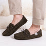 Totes Toasties WOVEN WOOL MIX MOCCASIN Slippers Mens Brown side view showcasing cozy woven design.