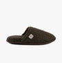 Totes Toasties WOOL MIX MULE Slippers Mens Brown side view showing textured upper and faux fur lining.