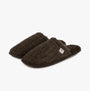 Totes Toasties WOOL MIX MULE Slippers Mens Brown side view with herringbone pattern and faux fur lining.