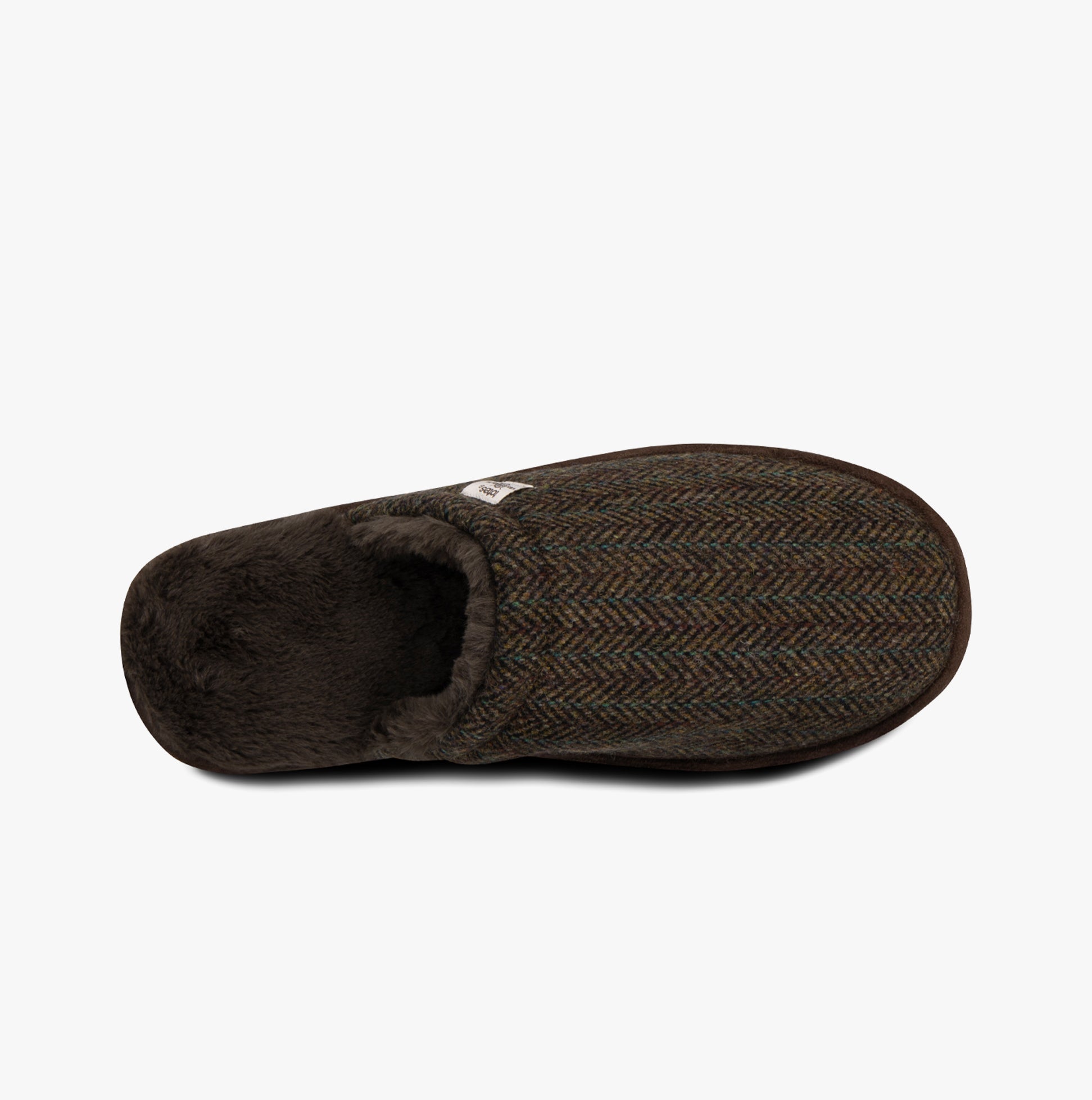 Totes Toasties WOOL MIX MULE Slippers Mens Brown top view featuring wool mix upper and faux fur lining.