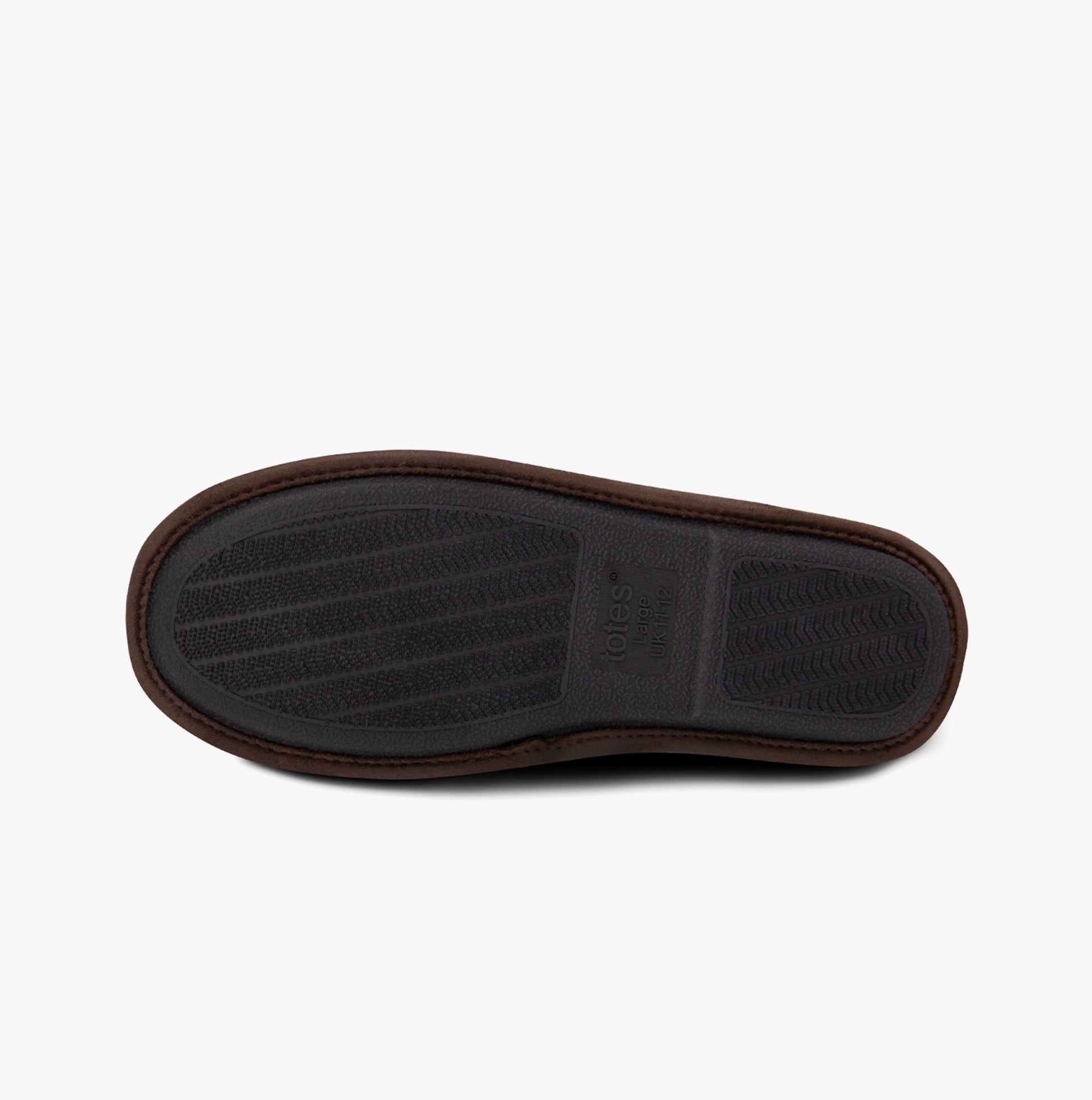Totes Toasties WOOL MIX MULE Slippers Mens Brown bottom view sole with textured grip design