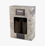 Totes Toasties WOOL MIX MULE Slippers Mens Brown in gift box, side view, showcasing the packaging design.