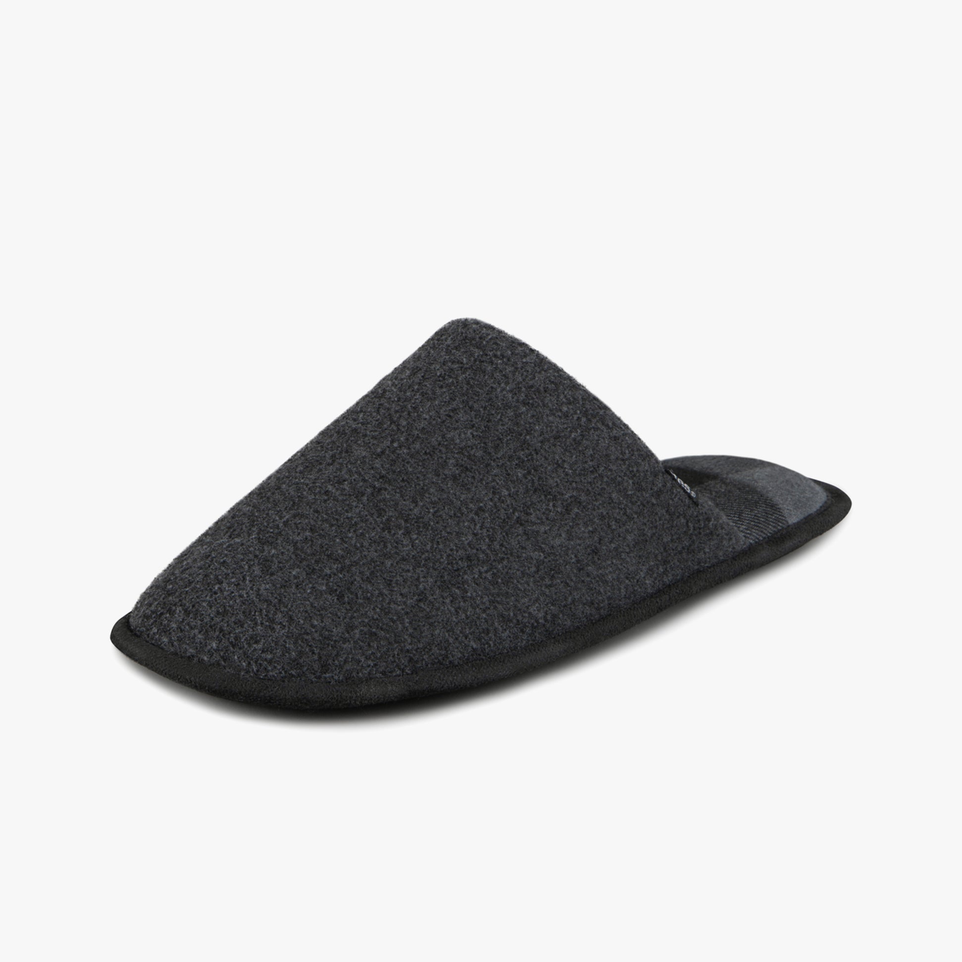 Totes Toasties JERSEY MULE Slippers WITH CHECK LINING Mens Charcoal side view of cozy textile slip-on slippers.
