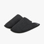 Totes Toasties JERSEY MULE Slippers WITH CHECK LINING Mens Charcoal side view of slippers in dark gray textile.