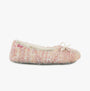 Totes Toasties KNITTED BALLET Slippers Womens Pink side view showcasing plush texture and cozy design.