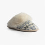 Totes Toasties FAIR ISLE KNIT Mule Slippers Womens Blue side view showing knitted design and fluffy lining.