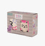 Totes Toasties ORIGINAL SLIPPER-SOX (TWIN PACK) Kids Cat With Flower, front view of boxed cat-themed slipper-sox.