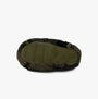 Totes Toasties DINO BOOT Slippers Kids Khaki bottom view, showing TPR sole and fluffy upper design.