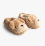 Totes Toasties NOVELTY DOG Full Back Slippers Womens Dog side view showing cute dog design in soft tan material