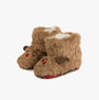 Totes Toasties TODDLER BOOTIES Kids Brown side view showing furry reindeer design and plaid sole.