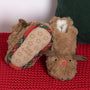 Totes Toasties TODDLER BOOTIES Kids Brown slipper boots, top view with round toe and plush material.