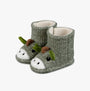 Totes Toasties TODDLER BOOTIES Kids Green side view of cozy slipper boots with cute animal design and soft materials.