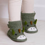 Totes Toasties TODDLER BOOTIES Kids Green side view of slipper boots with animal design and round toe