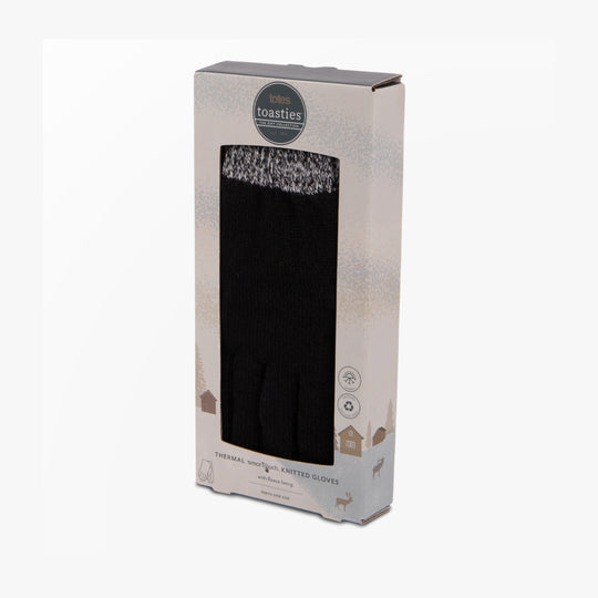 Totes Toasties STRETCH KNITTED SMARTOUCH Mens Gloves Black