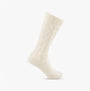Totes Toasties CABLE KNIT SLOUCH SLIPPER SOCK Womens Oat side view showcasing cable knit design and cozy texture.