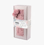 Totes Toasties LUXURY CHUNKY KNIT Pom Slipper-Sox Womens Dusky Pink in gift box with pom poms, front view.