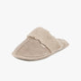 Totes Toasties VELOUR MULE Slippers Womens Taupe side view showing soft faux fur lining and comfortable slip-on design.