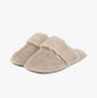 Totes Toasties VELOUR MULE Slippers Womens Taupe side view showcasing stylish faux fur lining and soft polyester upper.