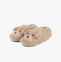 Totes Toasties NOVELTY BORG Slippers Womens Dog side view showing soft beige slippers with dog face design