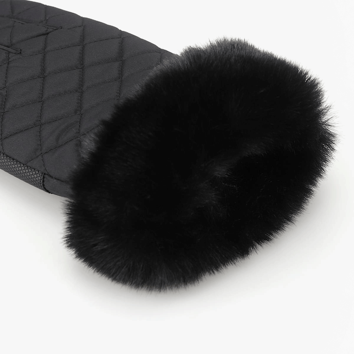 Totes Isotoner SMARTOUCH™ WATER REPELLENT PADDED GLOVES WITH FUR CUFF Womens Touchscreen Gloves Black