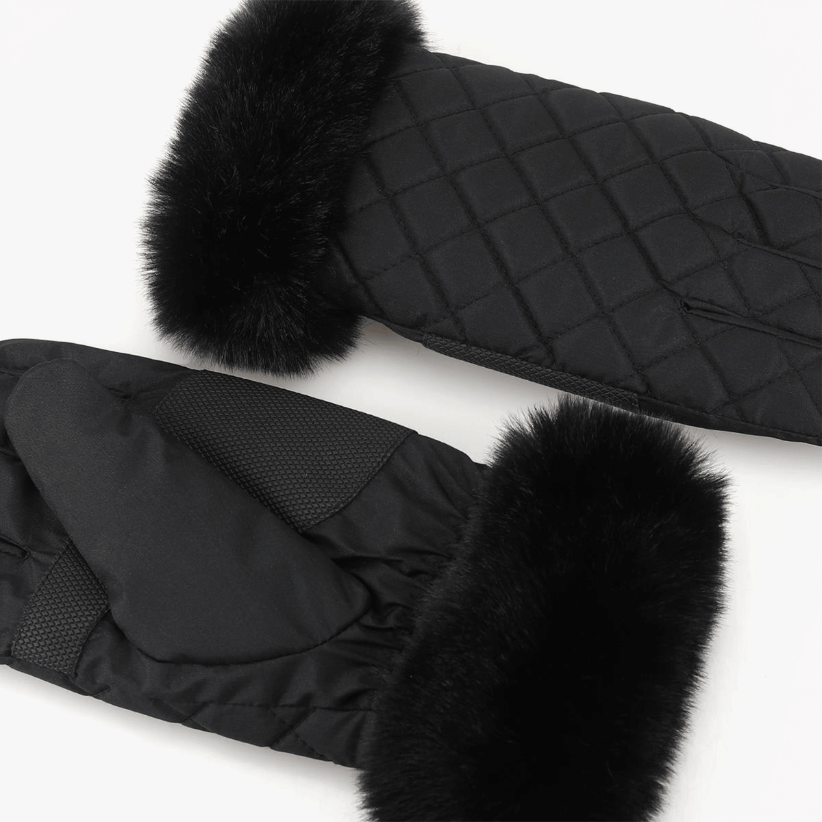 Totes Isotoner SMARTOUCH™ WATER REPELLENT PADDED GLOVES WITH FUR CUFF Womens Touchscreen Gloves Black