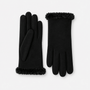 Totes Isotoner THERMAL SMARTOUCH GLOVE WITH FUR CUFF Womens Gloves Black displayed on a white background.
