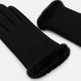 Totes Isotoner THERMAL SMARTOUCH GLOVE WITH FUR CUFF Womens Gloves Black displayed with plush faux fur cuff.