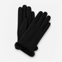 Totes Isotoner THERMAL SMARTOUCH GLOVE WITH FUR CUFF Womens Gloves Black - Stylish black gloves with faux fur cuff.
