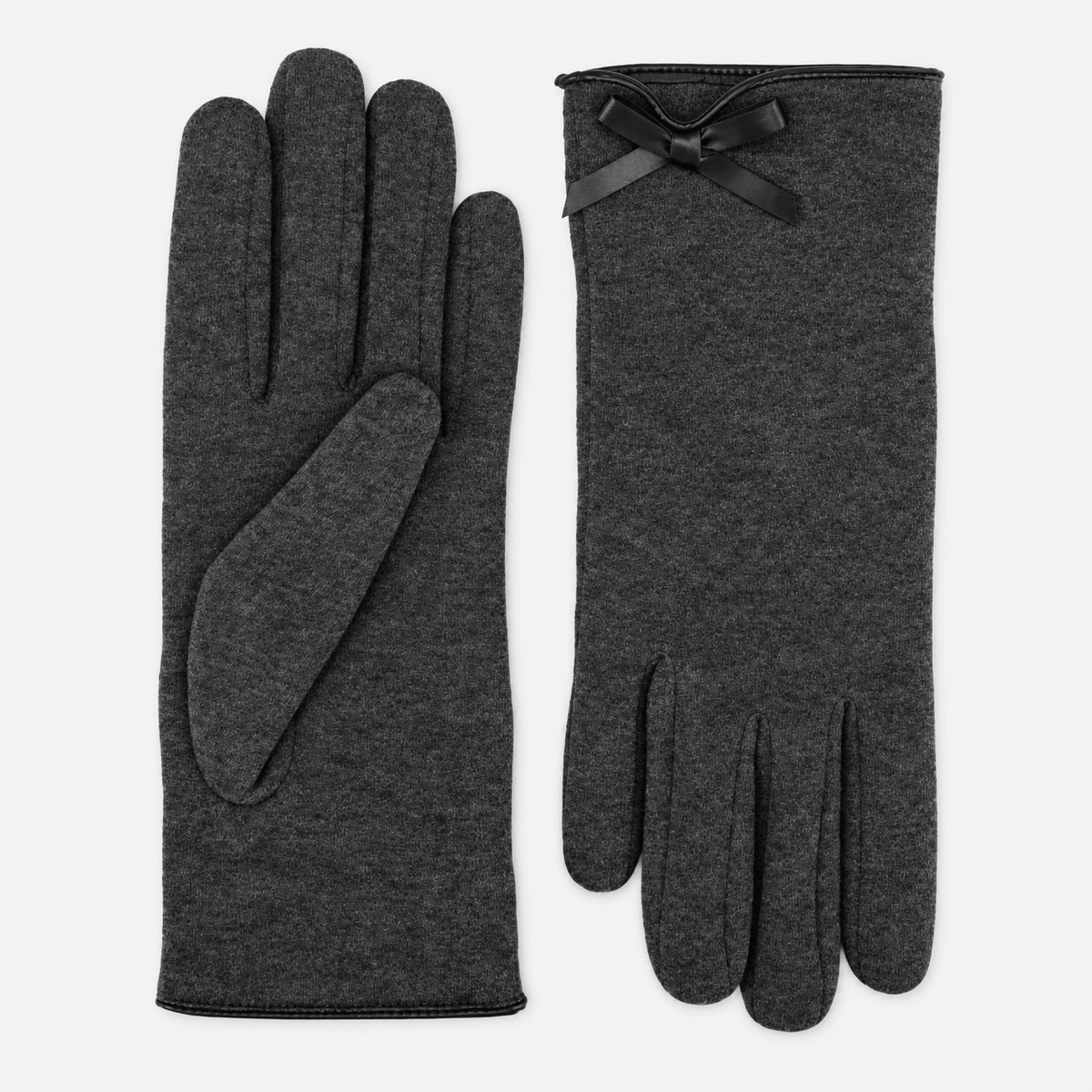 Totes Isotoner THERMAL GLOVE WITH BOW DETAIL Womens Touchscreen Gloves Grey placed on a white background.