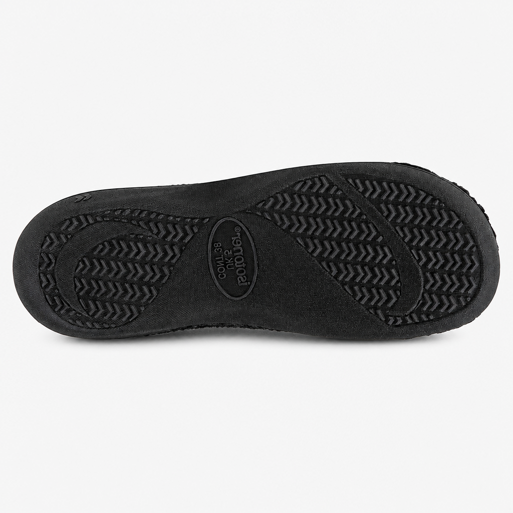 Totes Isotoner POPCORN TERRY Womens Pillowstep Mule Slippers Black