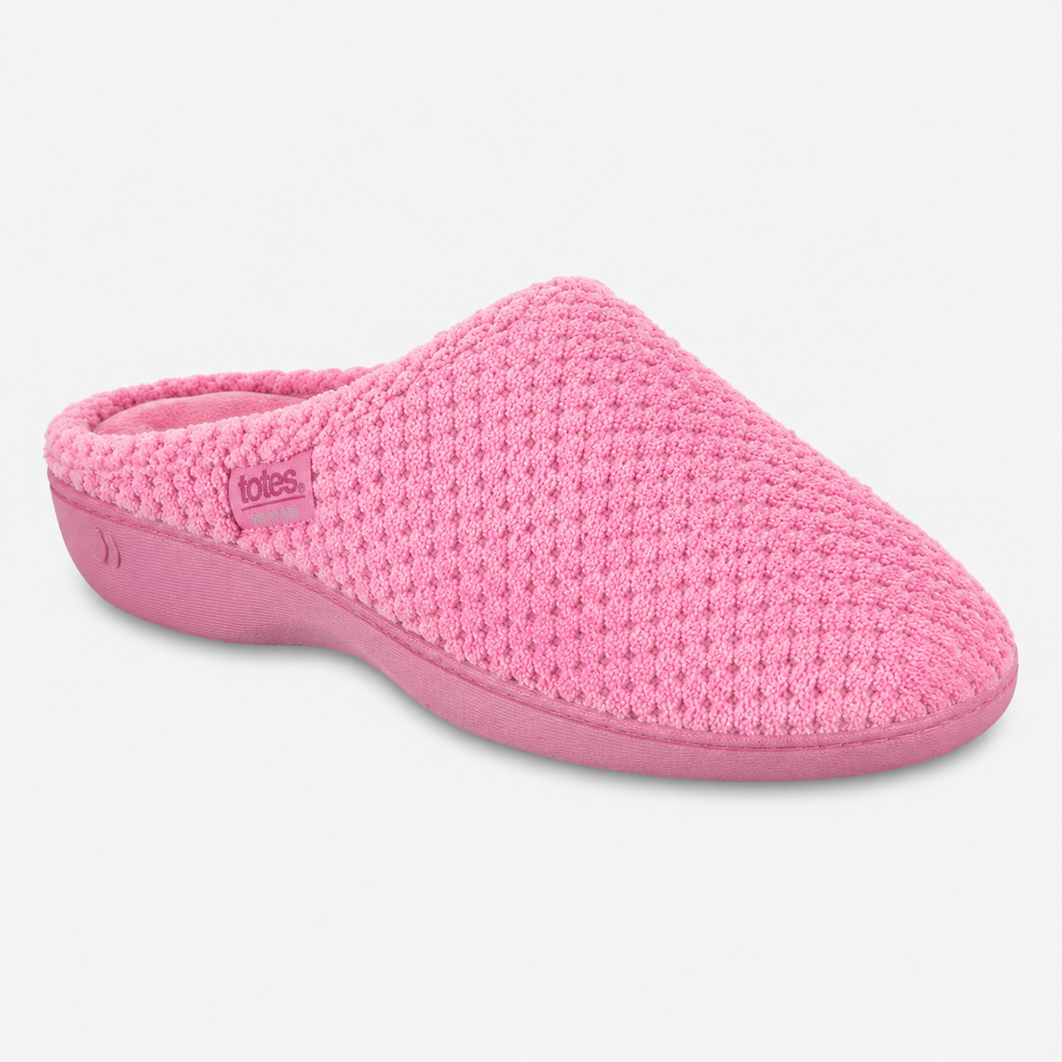 Totes Isotoner POPCORN TERRY MULE SLIPPERS Womens Mules Pink