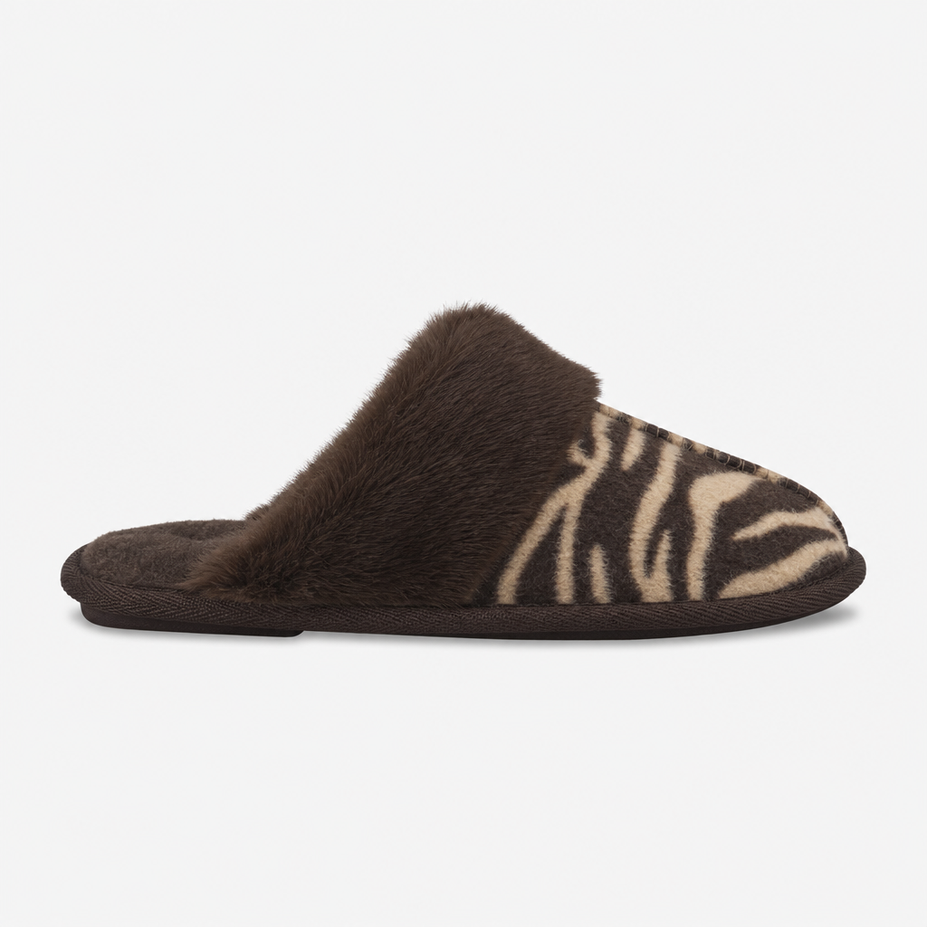 Totes Isotoner ANIMAL PRINT MULE SLIPPER Womens Mules Brown