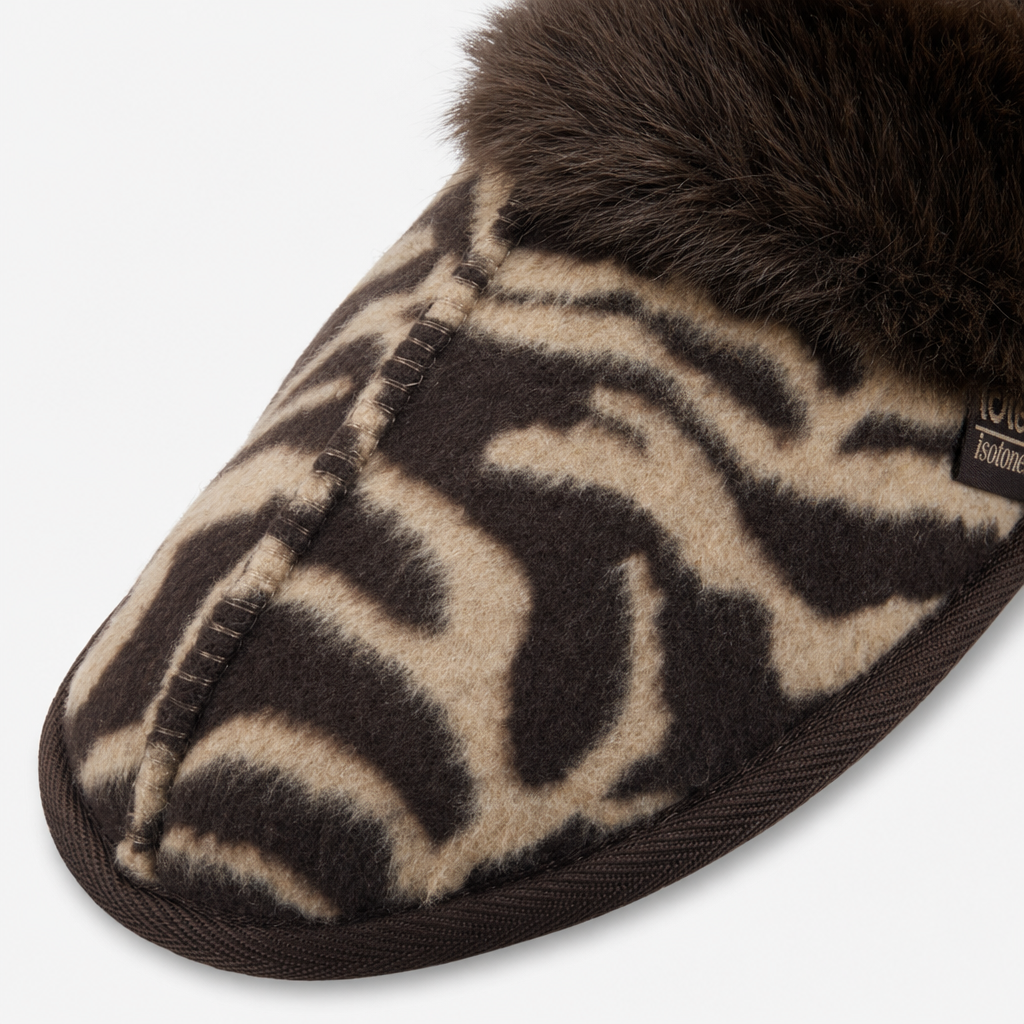 Totes Isotoner ANIMAL PRINT MULE SLIPPER Womens Mules Brown