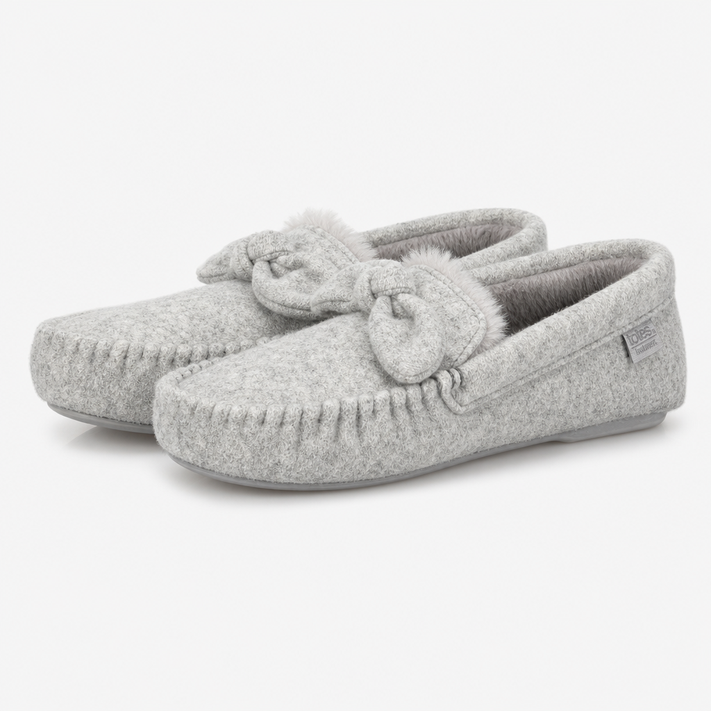Totes Isotoner BRUSHED MARL MOCCASIN SLIPPERS Womens Moccasins Grey