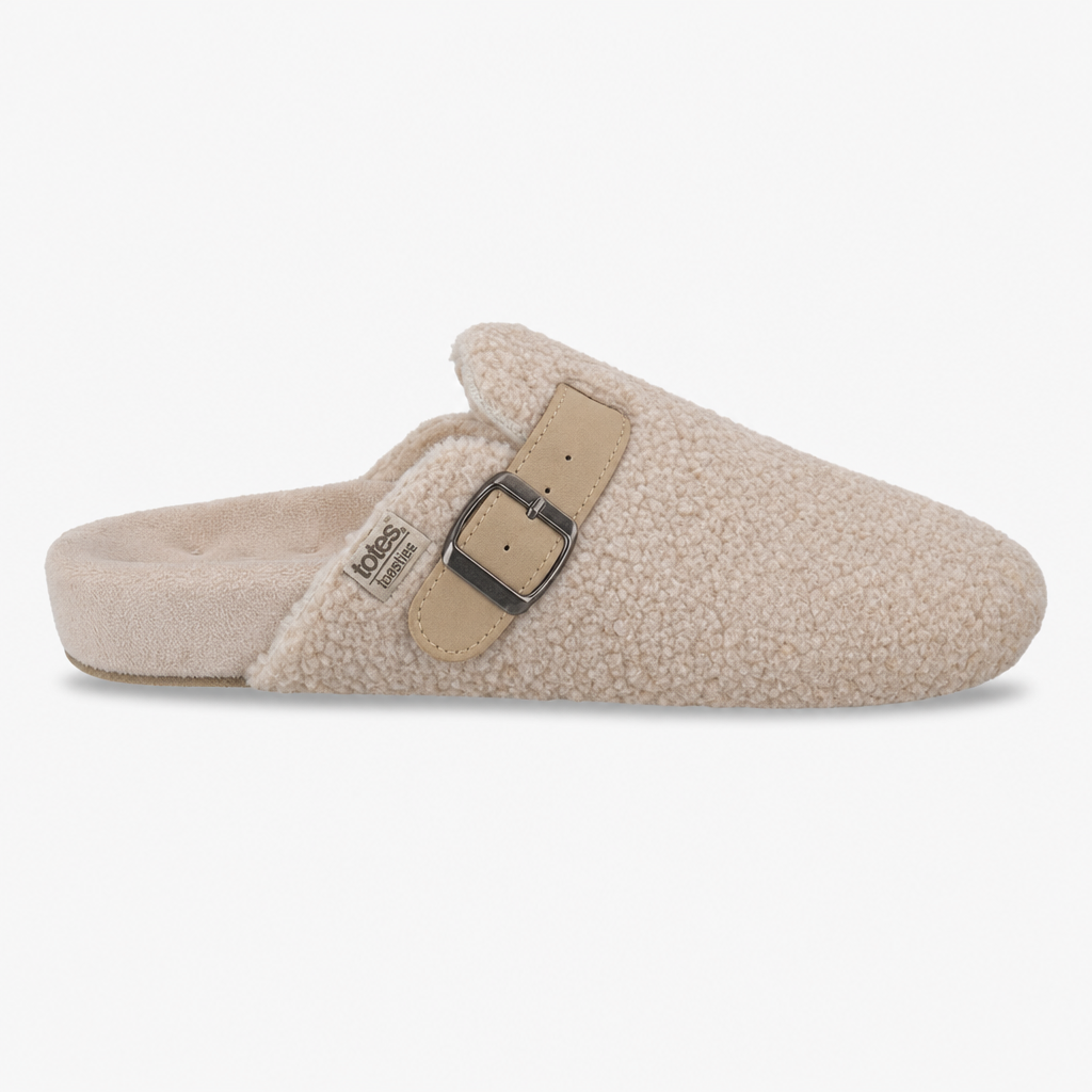Totes Isotoner BORG CLOG SLIPPER Womens Mules Oat