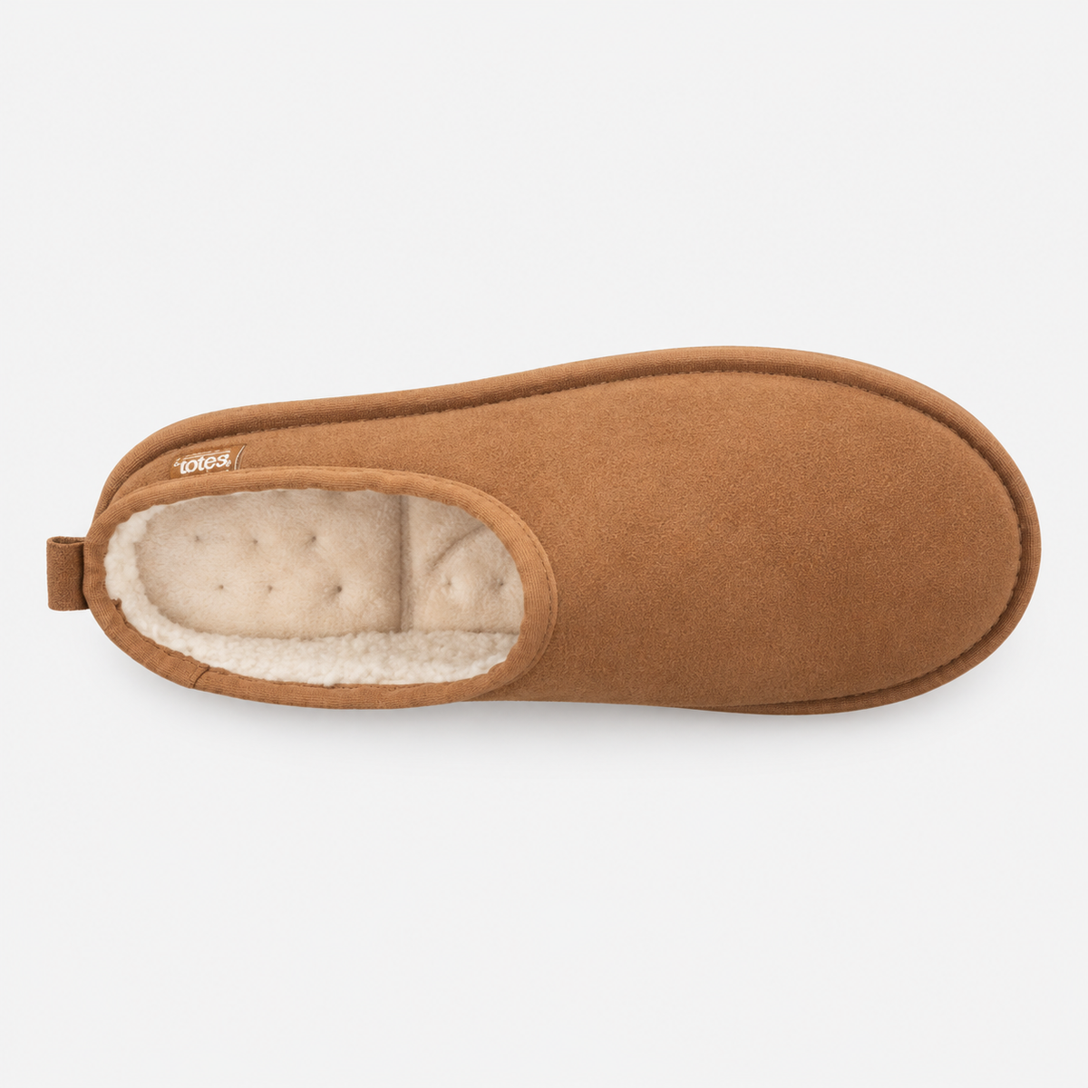 Totes Isotoner BORG LINED SUEDE MULE SLIPPER Mens Mules Tan