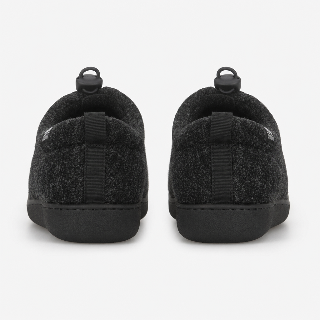 Totes Isotoner FELT FULL BACK SLIPPER WITH PULL TOGGLE Mens Full Slippers Black