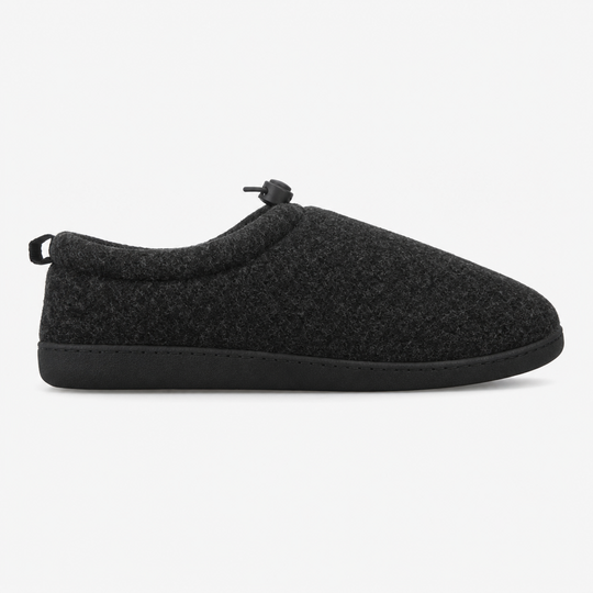Totes Isotoner FELT Mens Toggle Full Back Slippers Black