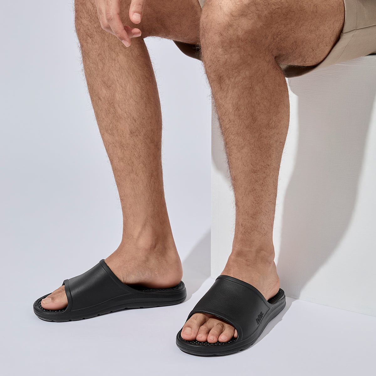 Totes Sol Bounce 0371P Mens Sliders Black