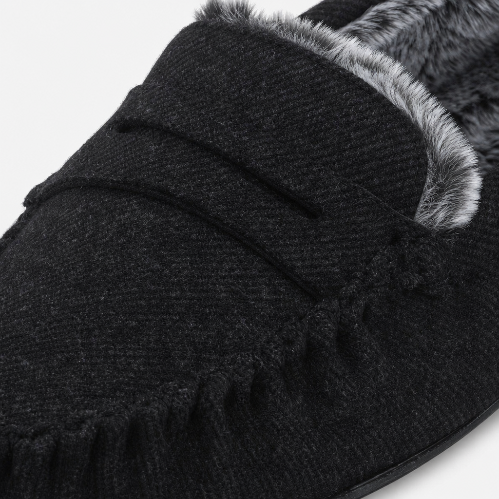Totes Toasties SOFT HERRINGBONE MOCCASIN SLIPPER Mens Moccasins Charcoal
