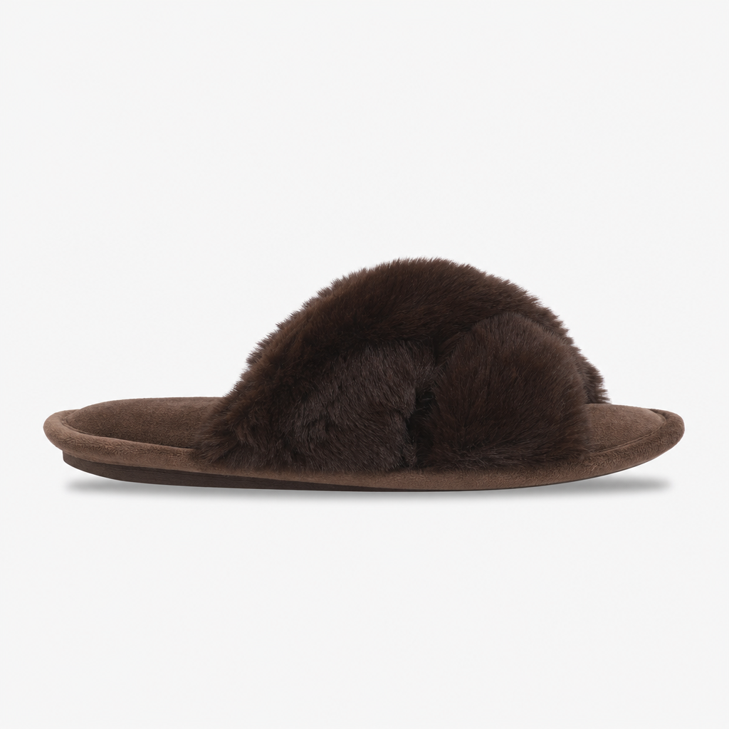 Totes Toasties CROSS FUR SLIDER Womens Mules Chocolate