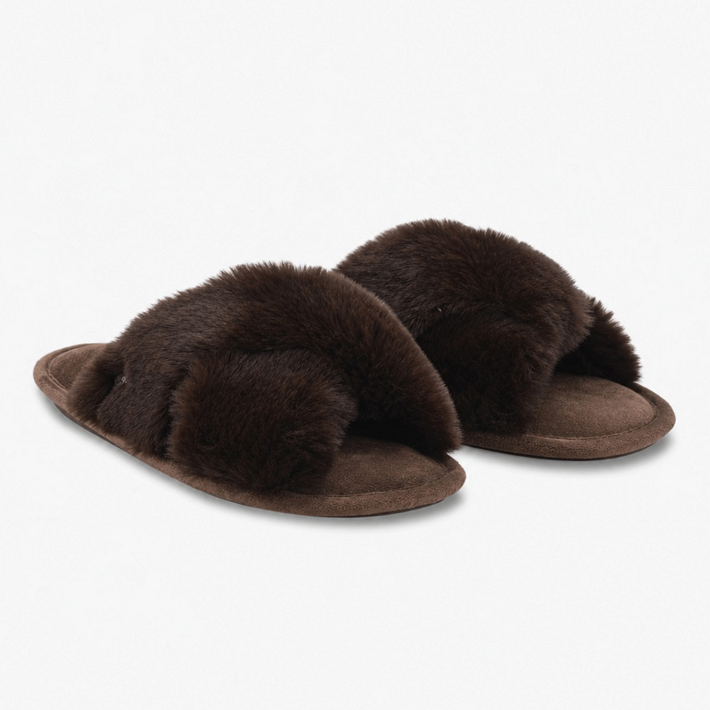 Totes Toasties CROSS FUR SLIDER Womens Mules Chocolate