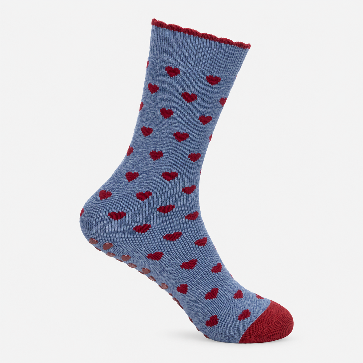 Totes Toasties ORIGINAL SLIPPER SOCKS (TWIN PACK) Womens Slipper Socks Heart Fairisle