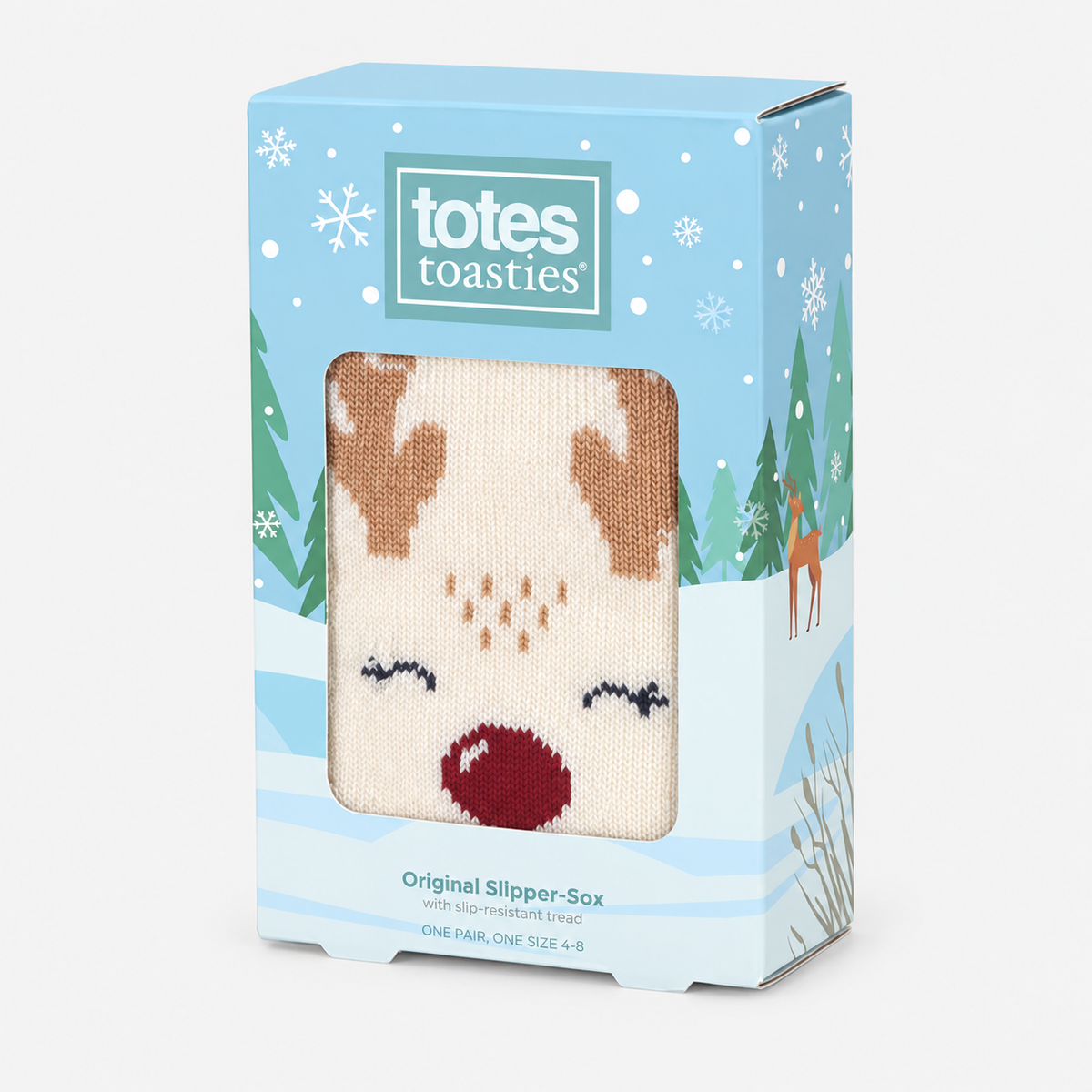 Totes Toasties SINGLE ORIGINAL SLIPPER SOCKS Womens Slipper Socks Reindeer