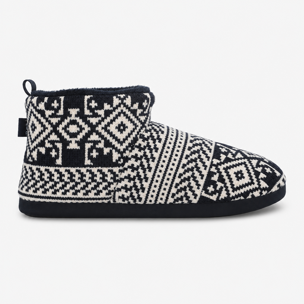 Totes Toasties FAIRISLE BOOT SLIPPER Mens Slipper Boots Navy Fairisle