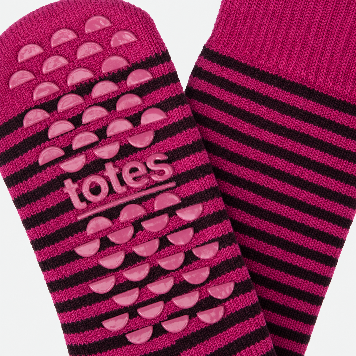 Totes Toasties THERMAL BRUSHED ORIGINAL SLIPPER SOCKS Womens Slipper Socks Berry Stripe